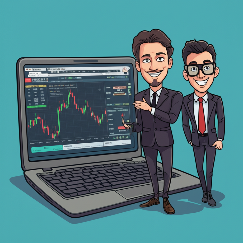 一名詐騙者透過仿冒的MetaTrader 5介面誘騙投資人，畫面中顯示高報酬承諾的插畫