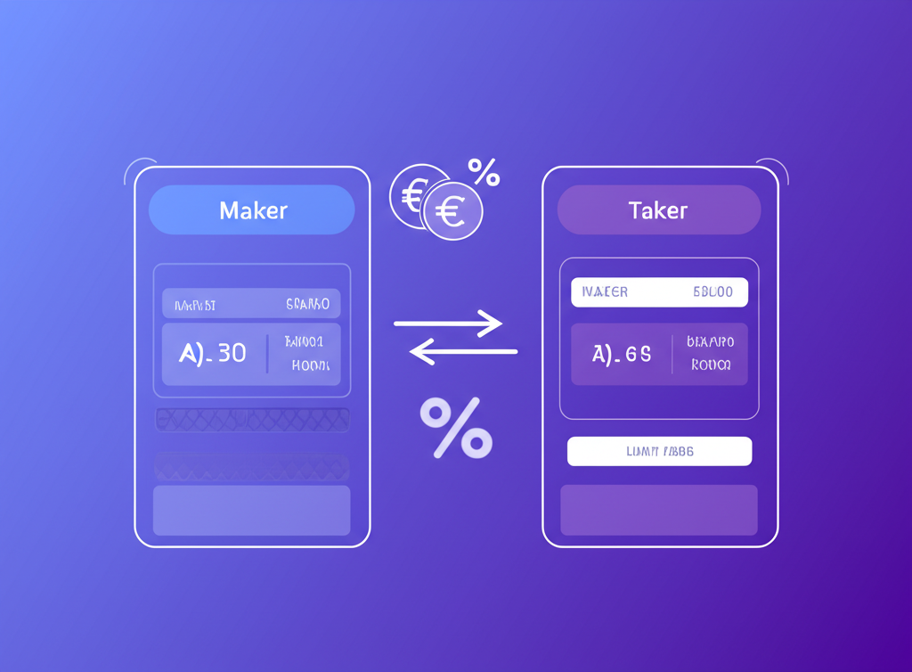 數位訂單簿示意圖，展示掛單者（Maker）與吃單者（Taker）在現貨交易中的互動