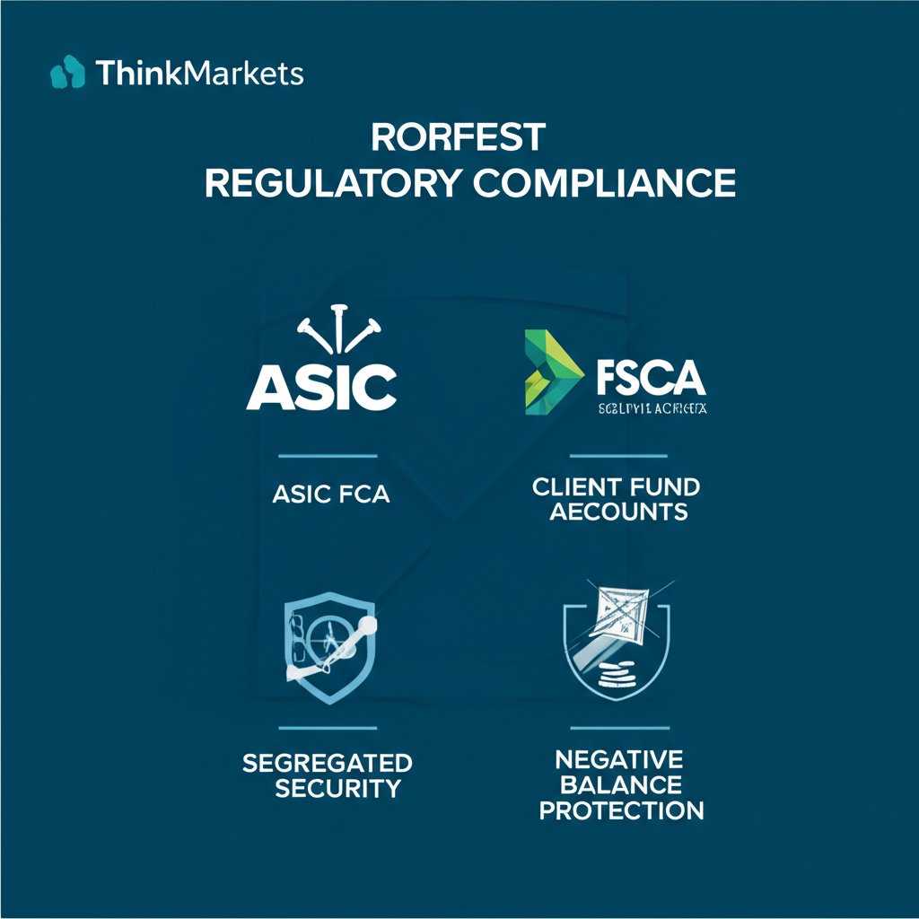 ThinkMarkets 受 ASIC、FCA、FSA、FSCA 等多重監管,確保客戶資金安全與負餘額保護機制
