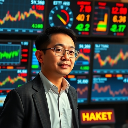一位台灣投資者專注於多螢幕前，監控外匯市場走勢的場景