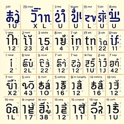 泰文字母與聲調結構細節插畫