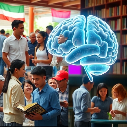 一群來自不同背景的人正在參與語言學習活動，展現多元文化交流的場景