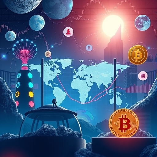 動態未來感場景展示虛擬貨幣交易與區塊鏈技術應用
