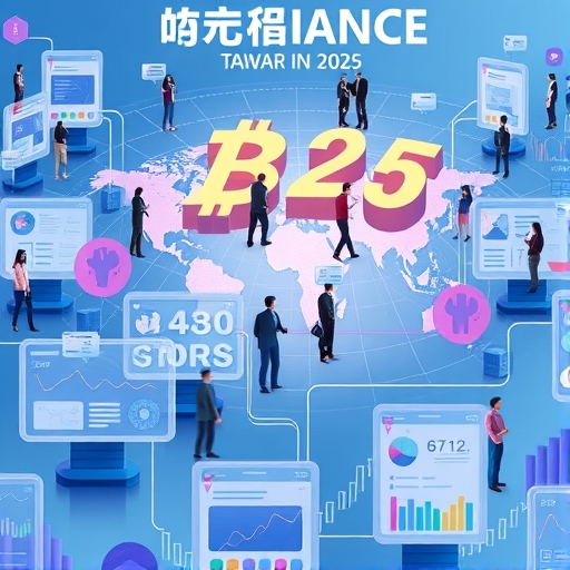 熱絡的虛擬貨幣交易平台數位插畫