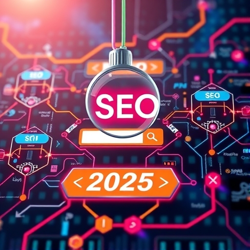 未來感數位行銷全景象徵2025年SEO技術與AI整合