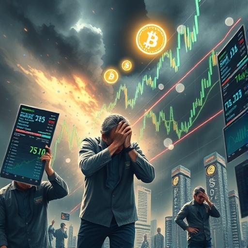 一片混沌的金融市場畫面，象徵極端波動與投資者面臨的不確定性與風險