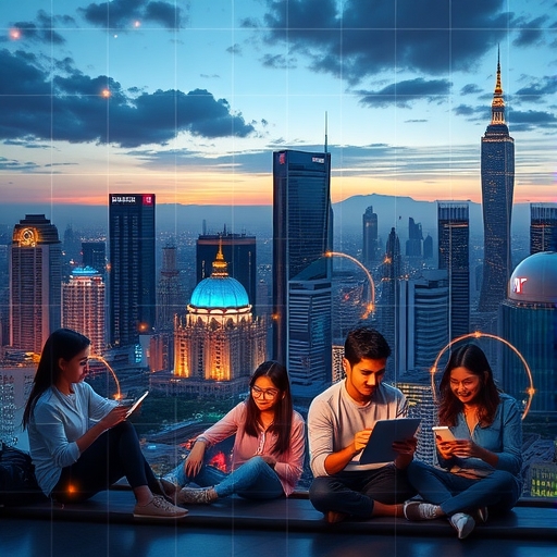 泰國城市夜景，呈現動態且充滿活力的數位行銷潛力與都市消費風貌