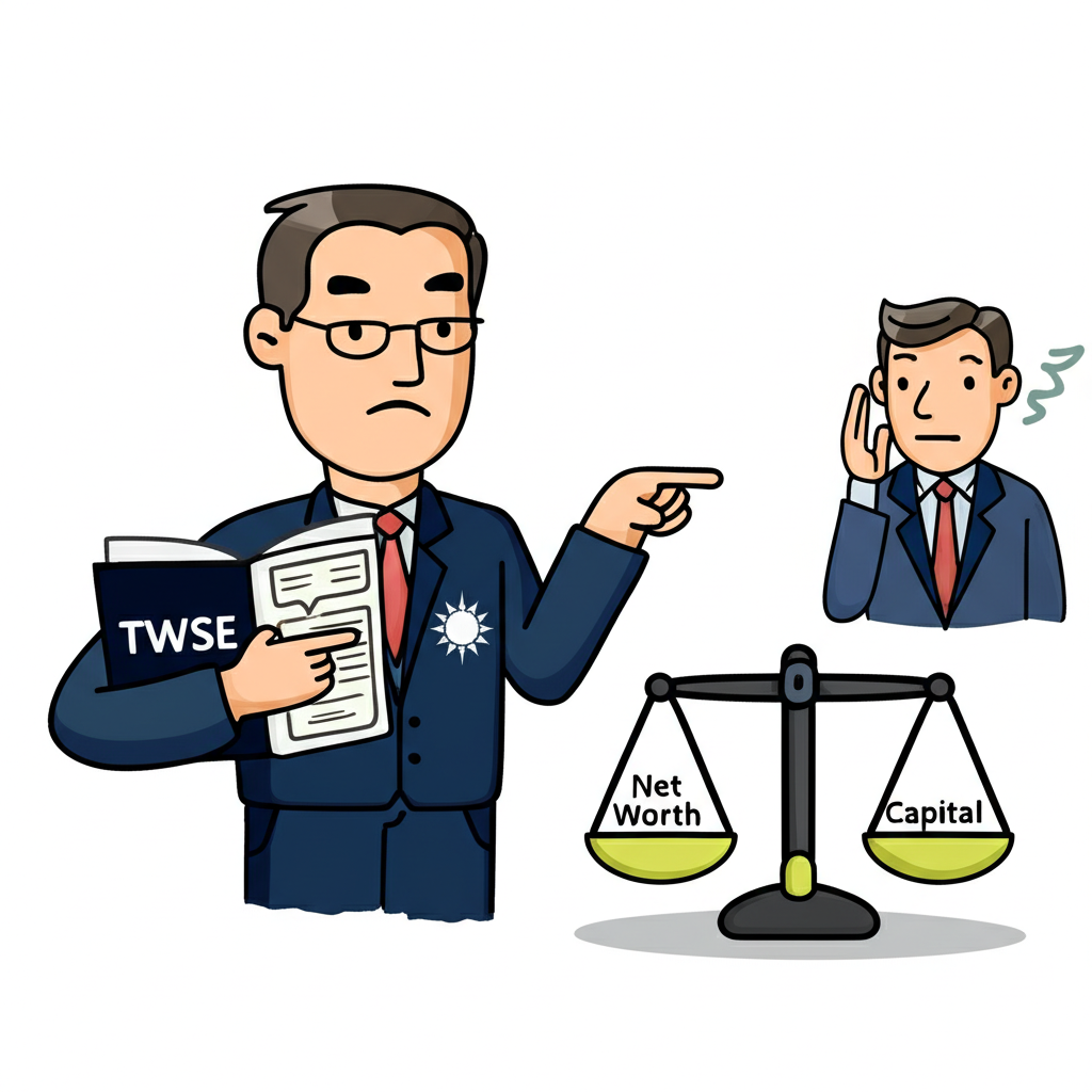 金融監管機構審查上市公司財務狀況，淨值低於股本標準，會計師提出警示