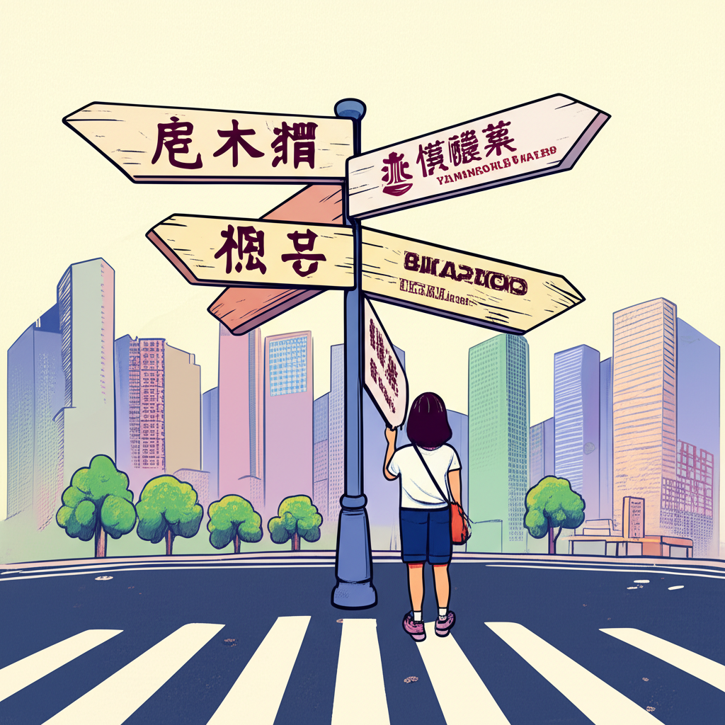 投資人站在岔路口，選擇不同台灣證券公司象徵投資決策的插圖