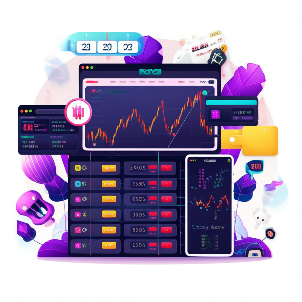 KuCoin 全面加密貨幣生態系統插圖,包括現貨交易、合約、Staking 等服務