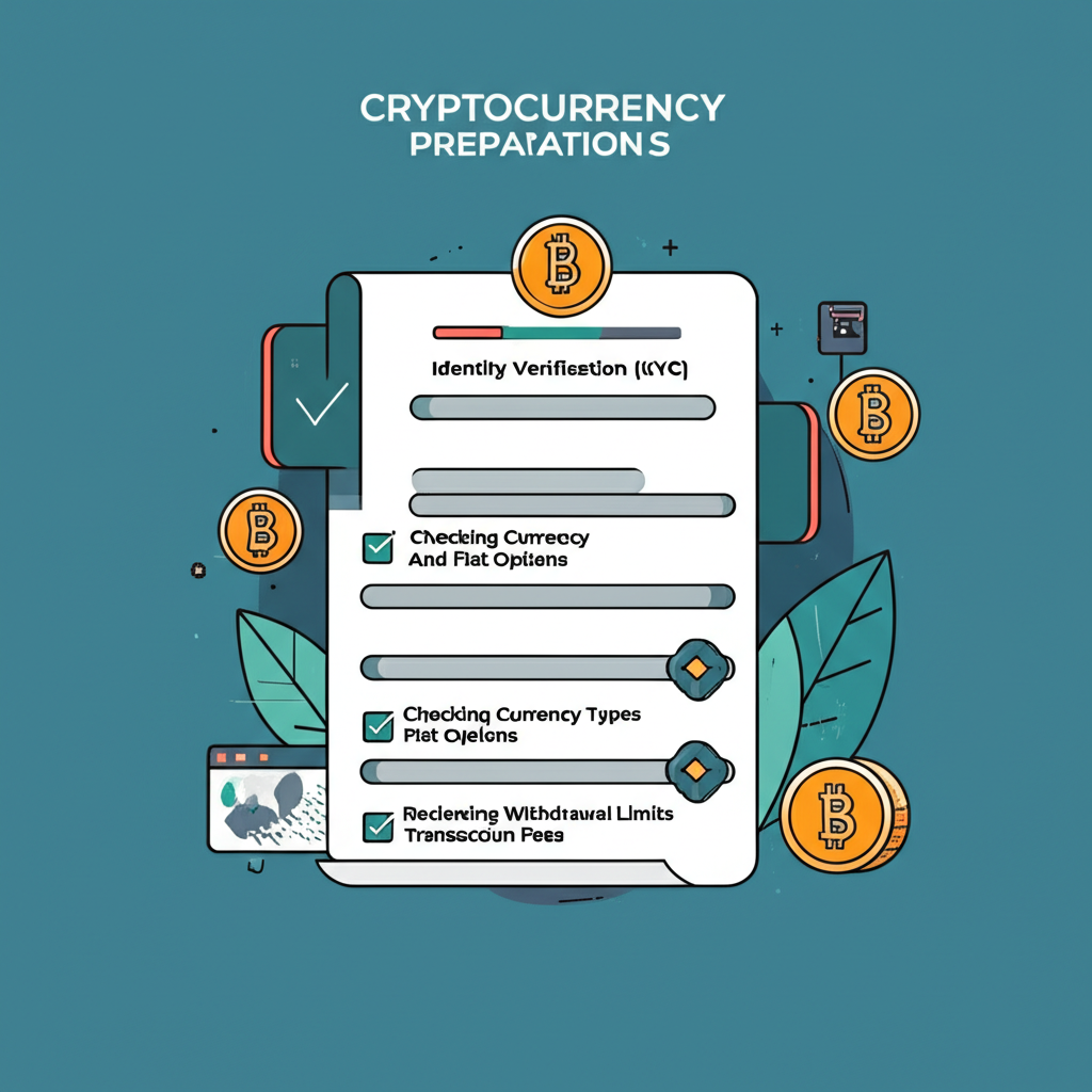 加密貨幣出金準備清單,涵蓋KYC驗證、幣種法幣確認及限額費用檢查的安全介面