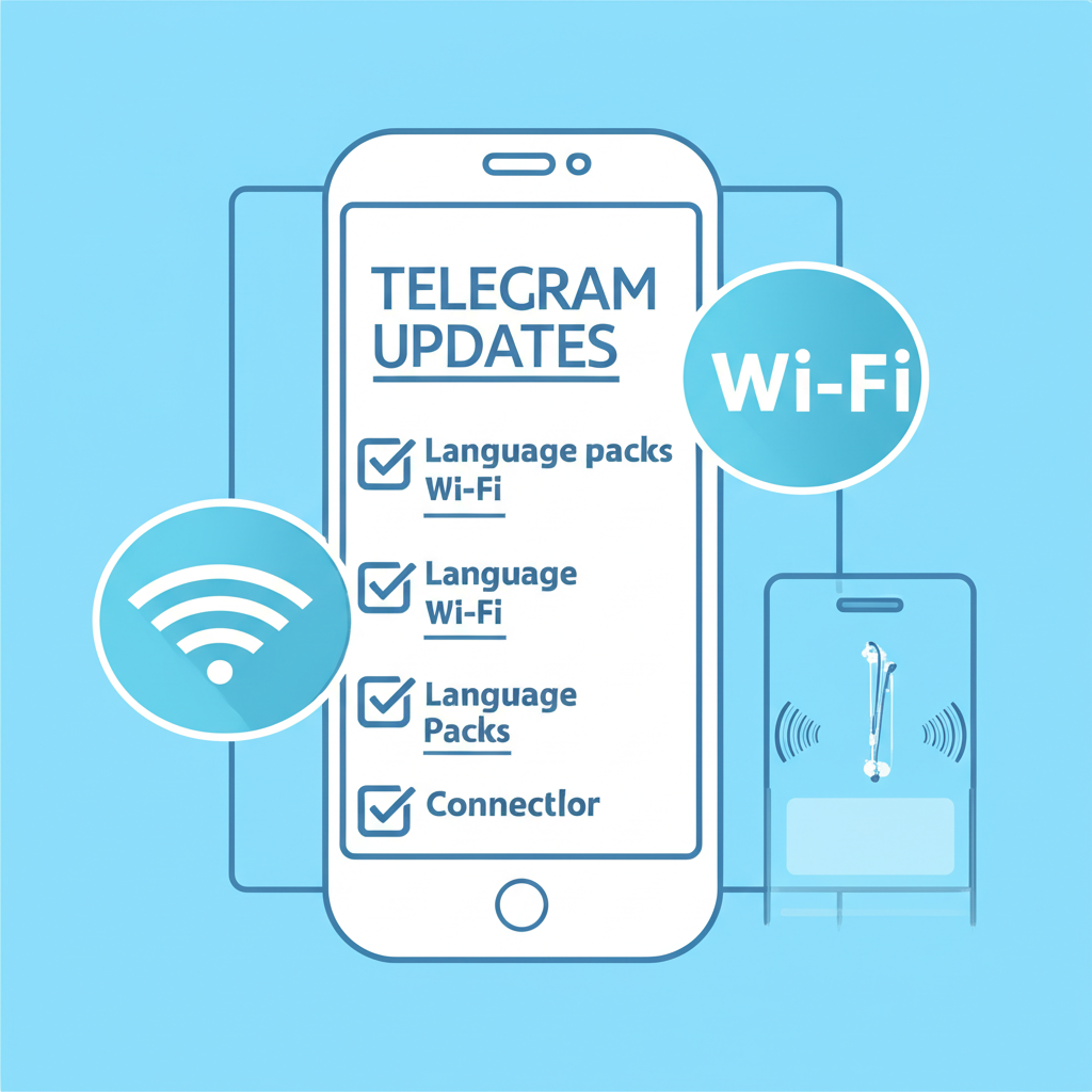 Telegram 更新檢查清單、穩定 Wi-Fi 圖示，以及語言包整合到應用介面的簡易圖解
