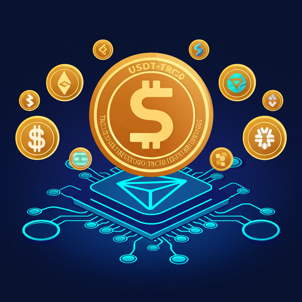 USDT-TRC20 穩定幣在 TRON 區塊鏈上的圖示，強調穩定性和低成本交易