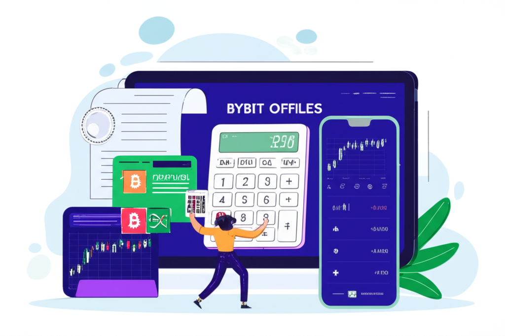 一位交易者在複雜的加密貨幣市場中,使用計算機優化 Bybit 手續費以最大化利潤的插圖