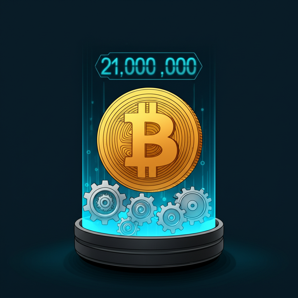比特幣稀缺性與減半機制的圖示