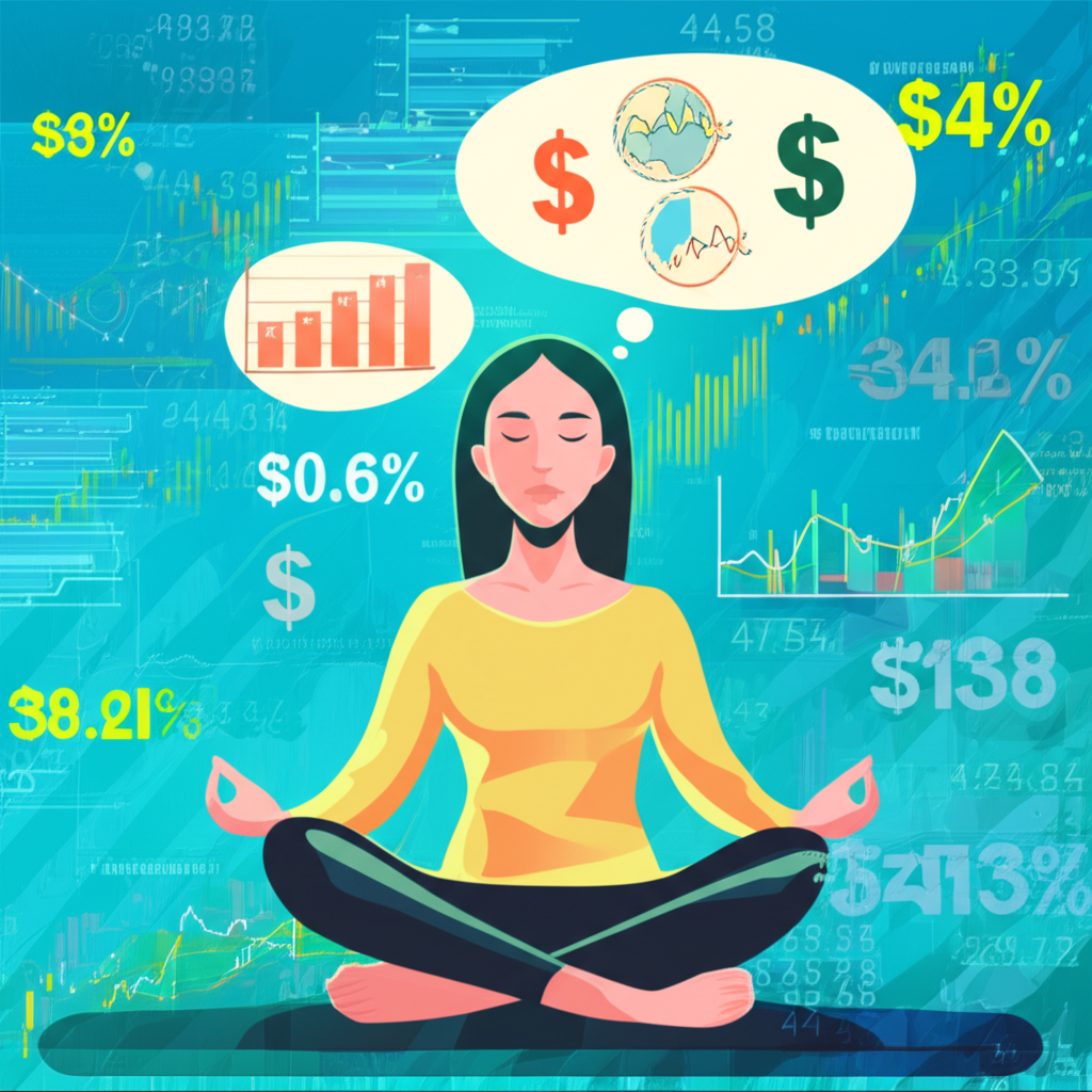 放空雙重涵義圖示：冥想中的人與金融圖表對比，強調心靈放鬆與高風險投資的區別