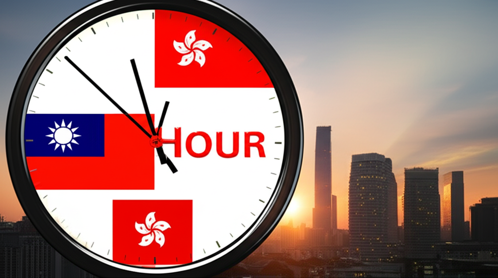 時鐘圖示顯示夏令時間時鐘撥快一小時，反映台灣與香港投資人面對的美股交易時間變化