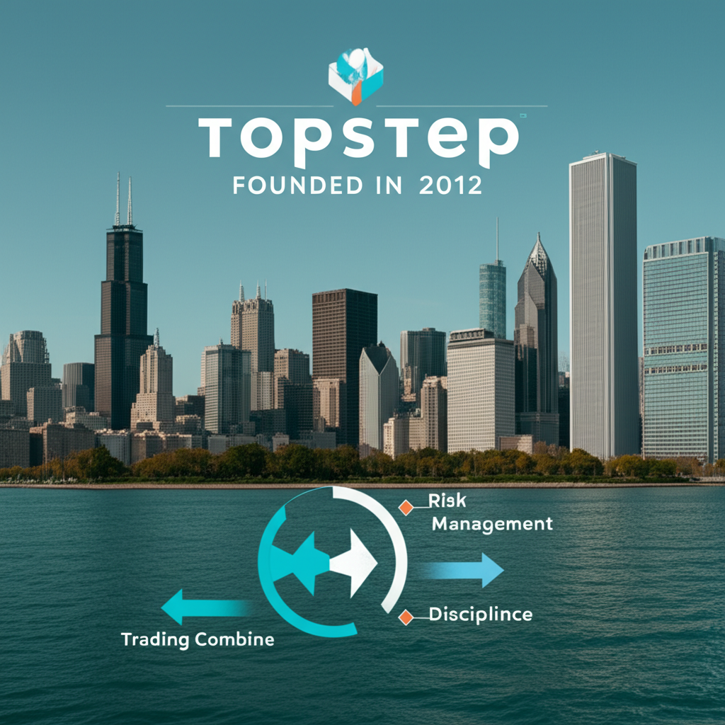 Topstep於2012年在芝加哥成立,是自營交易公司,為有才華的交易者透過嚴格兩階段資金挑戰提供真實資本,評估風險管理和紀律,插圖風格