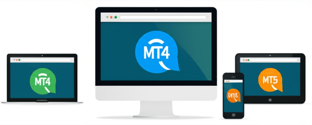 MetaTrader 4 MT4 平台介面插圖,展示進階圖表工具、技術指標、自動交易機器人 EA 和即時市場深度資料,適用於外匯交易者