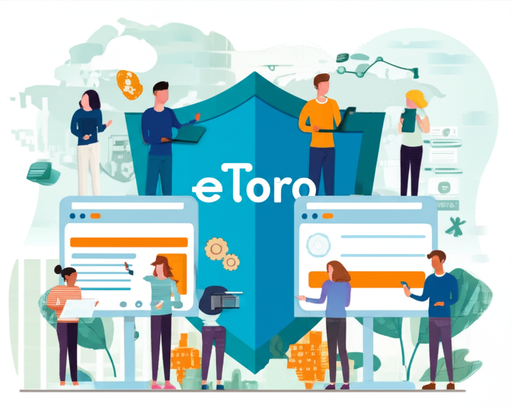 全球用戶使用 eToro 數位投資平台的安全插圖