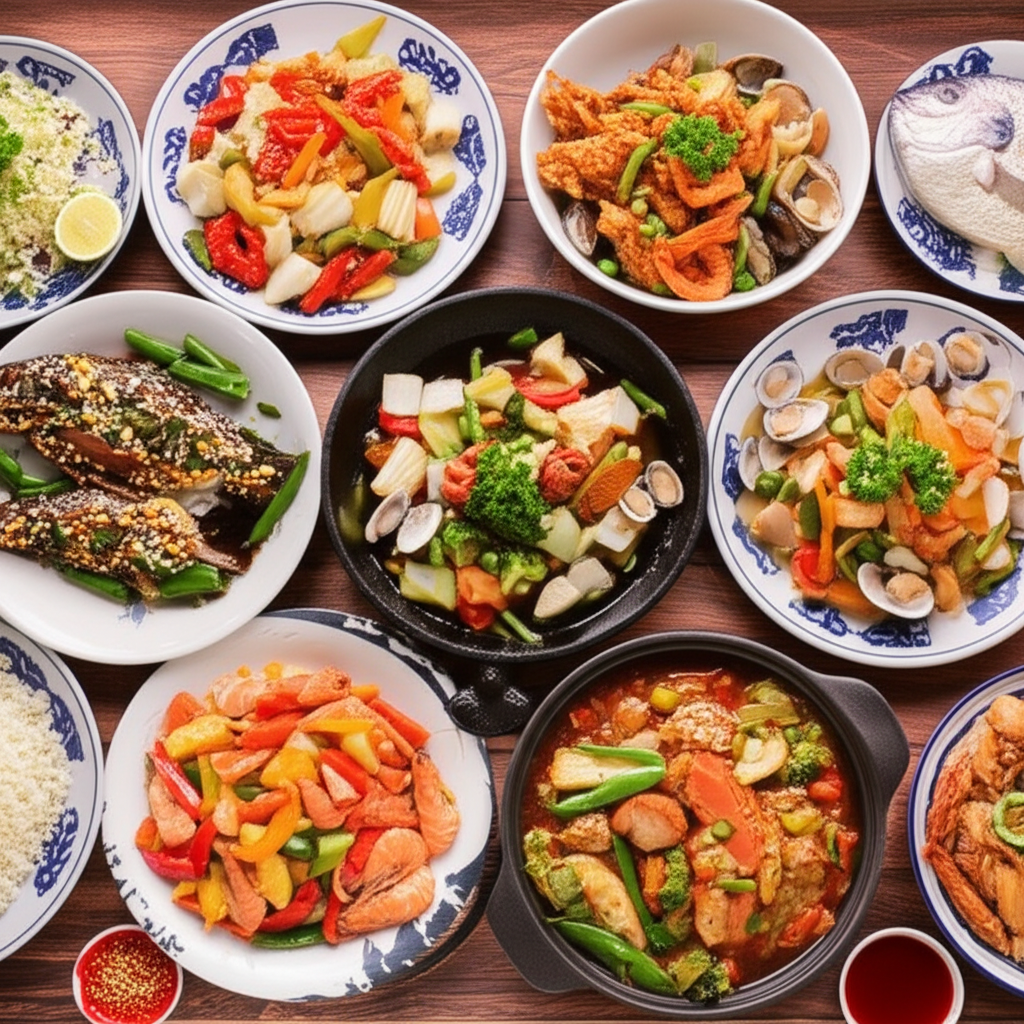 金益168菜單展示,包含多樣台式熱炒和海鮮菜色,誘人食慾