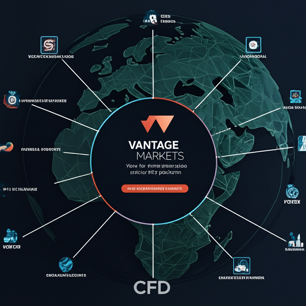 Vantage Markets全球營運與金融產品的地球插圖