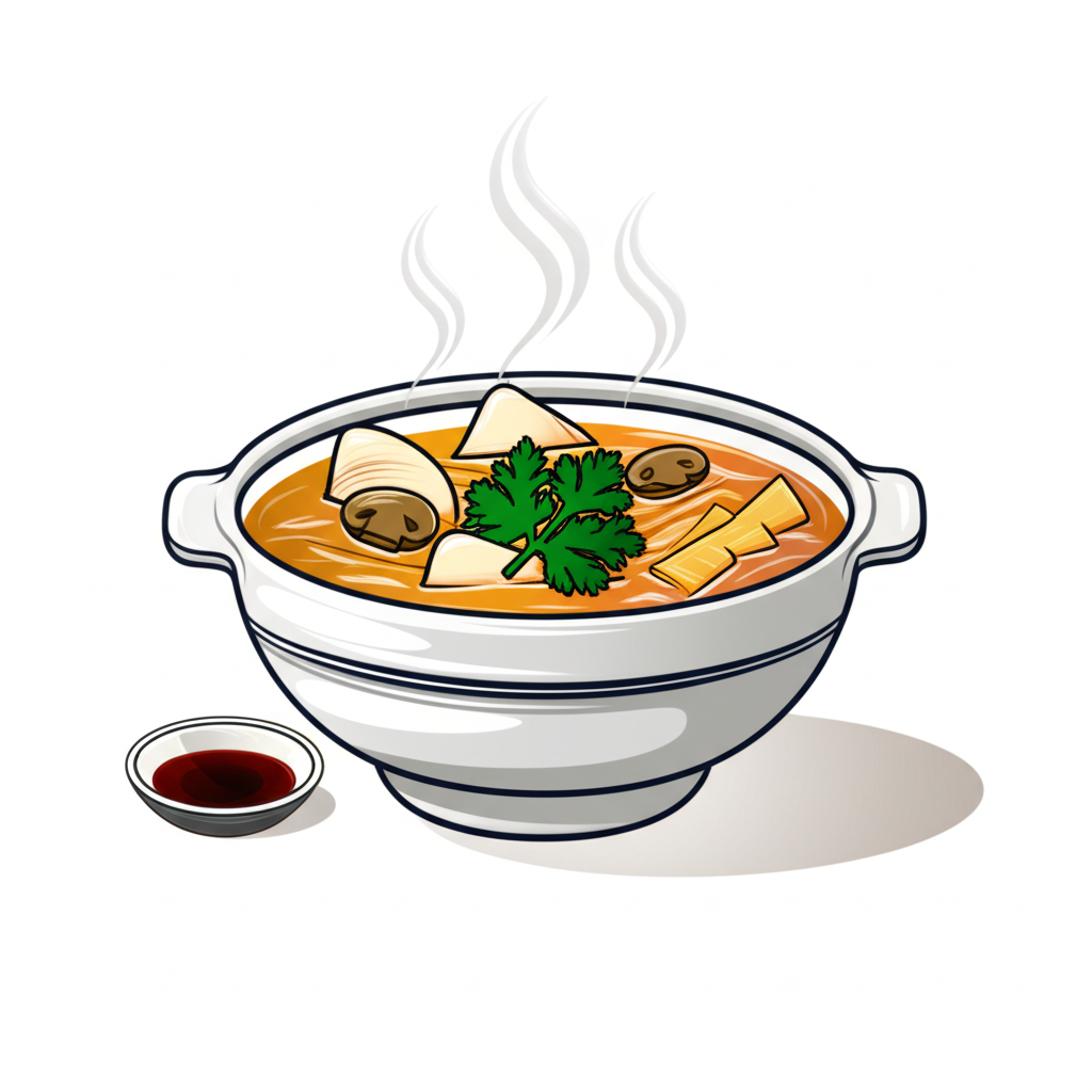 金益168鯊魚羹特寫,熱騰騰的湯頭配鯊魚肉、筍絲和香菜