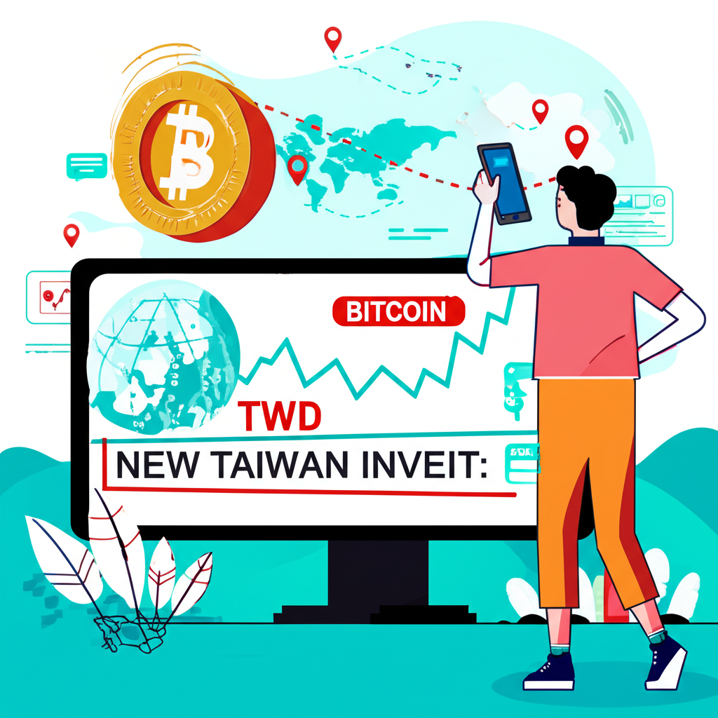 台灣投資者查看比特幣台幣價格與全球經濟指標的插圖