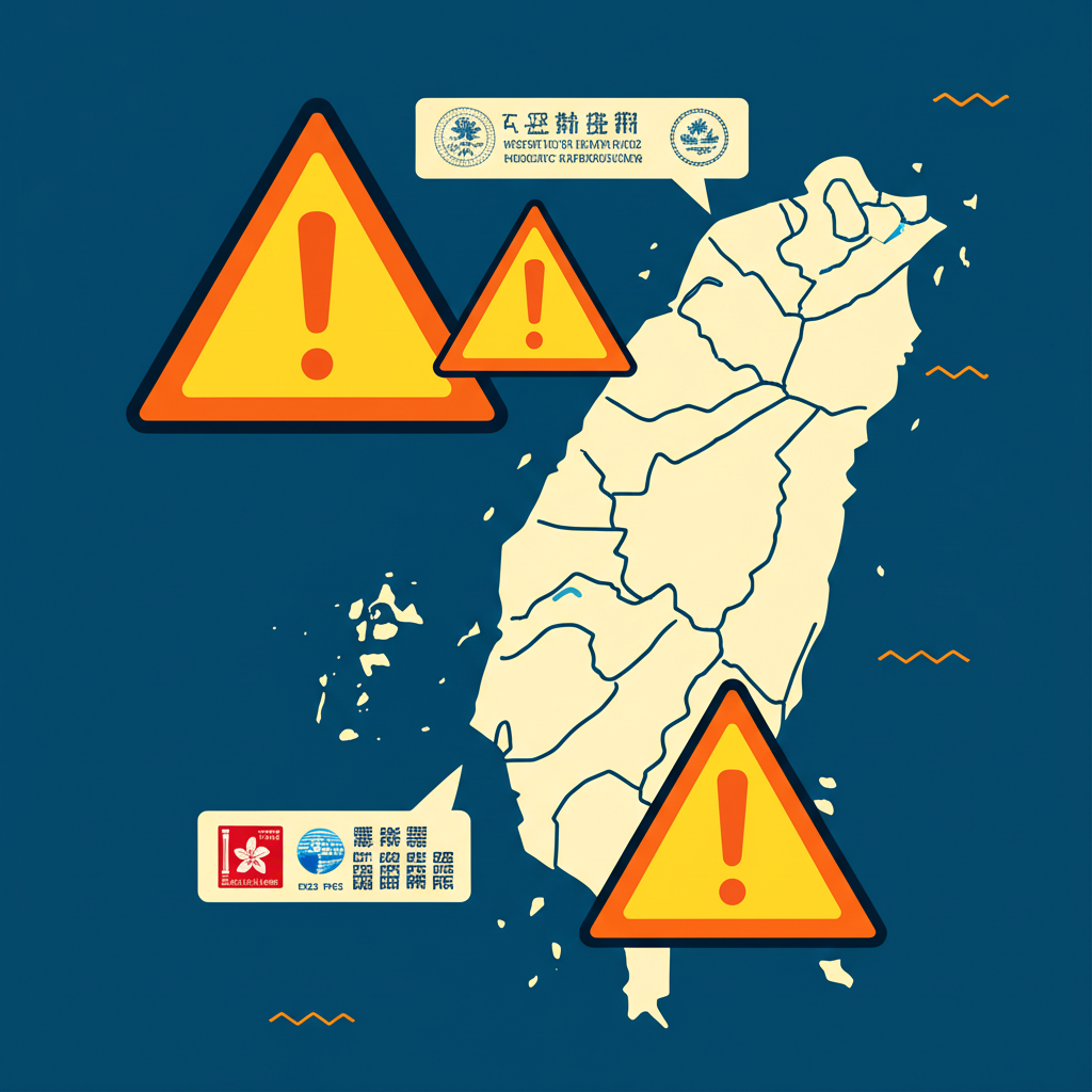 台灣與香港地圖顯示金管會與證監會警告,標示未經授權的境外投資平台風險