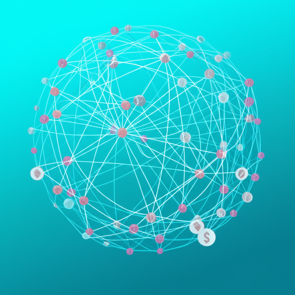 Global forex trading, digital currencies, money flow, illustration style