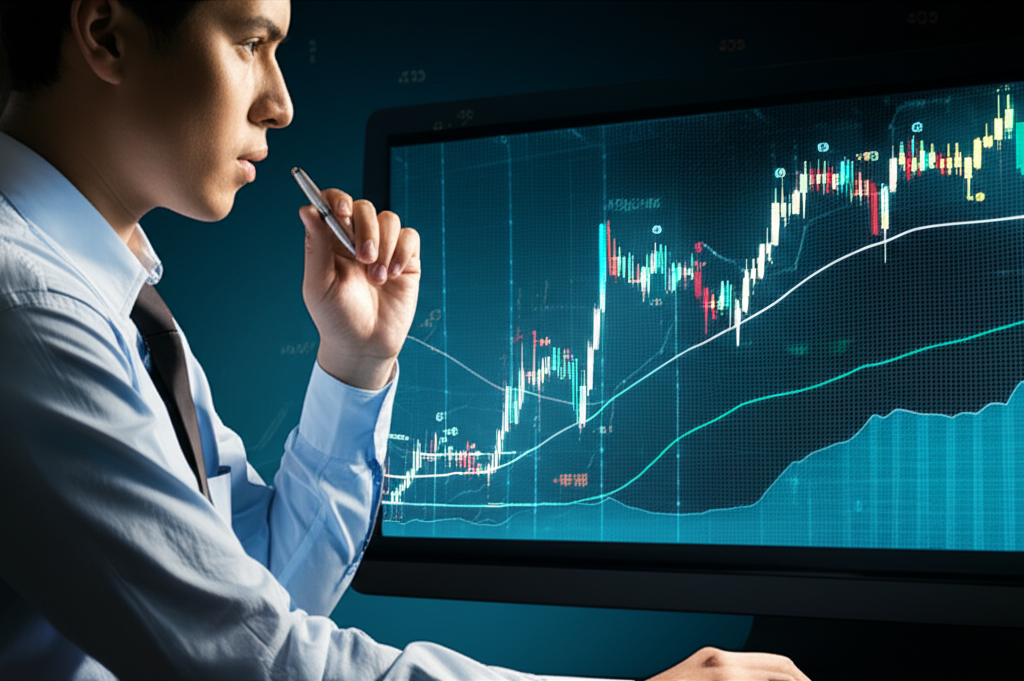 交易者正在使用TradingView分析台指期期貨，背景呈現高流動性與槓桿的視覺元素