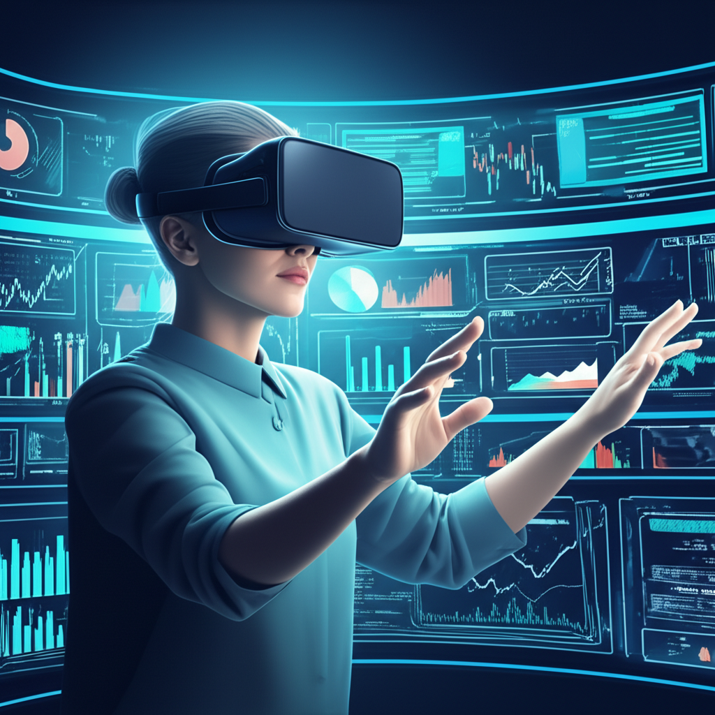 AI, VR forex learning, illustration