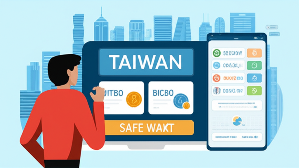 台灣或香港投資者開始比特幣投資旅程的插圖，背景顯示安全合規的加密貨幣交易所平台與數位資產