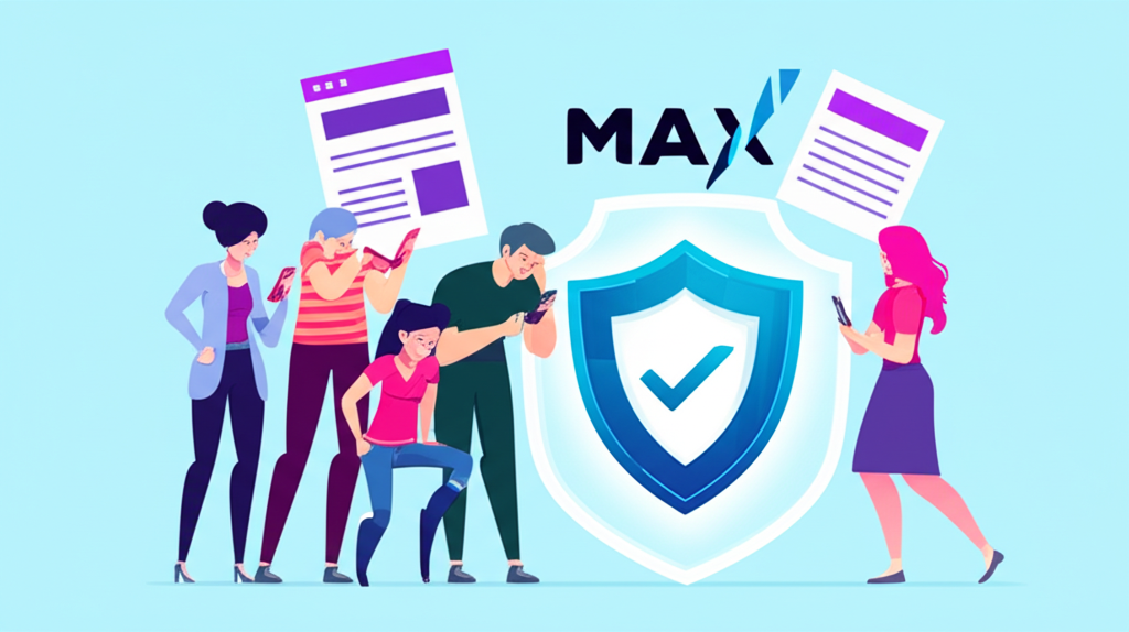 MAX交易所倒閉傳聞與官方澄清插圖，顯示擔憂用戶與穩定平台標誌