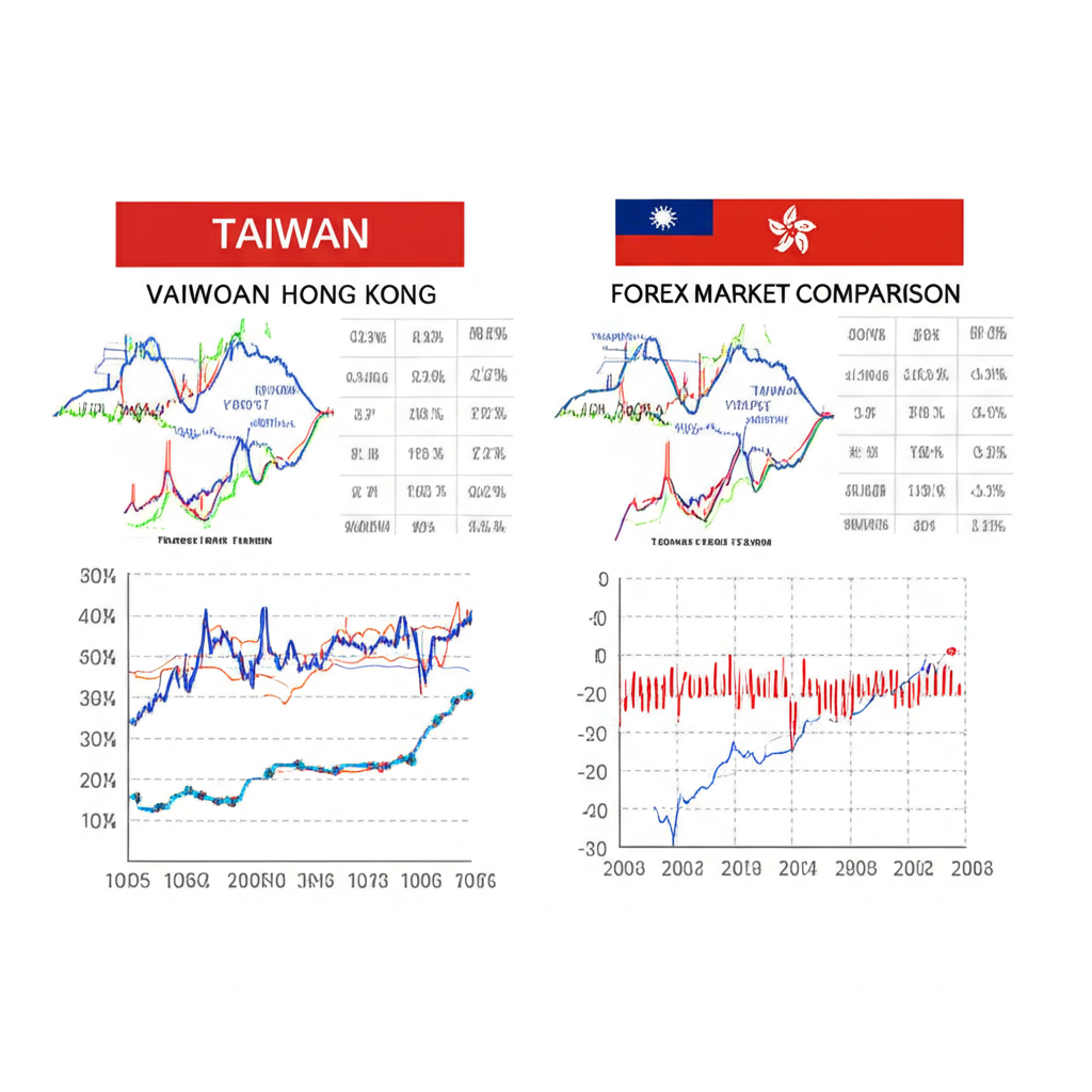 Taiwan, Hong Kong forex market comparison, charts, data, illustration