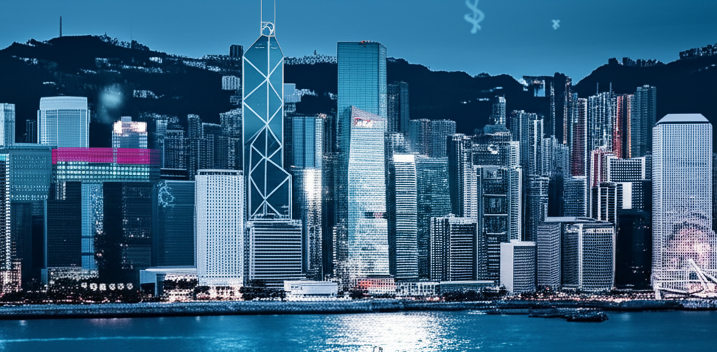 Hong Kong financial hub, forex, illustration