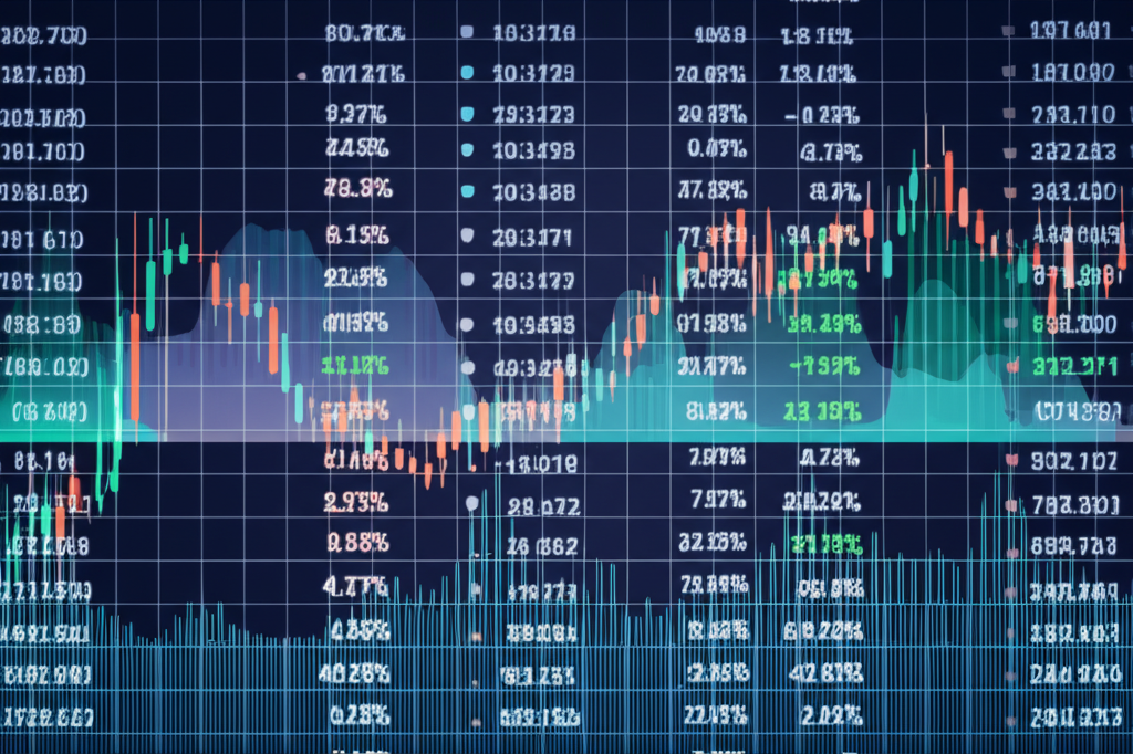 Digital charts and financial data for short-term trading, illustration.
