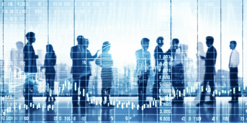 Global investors with financial data